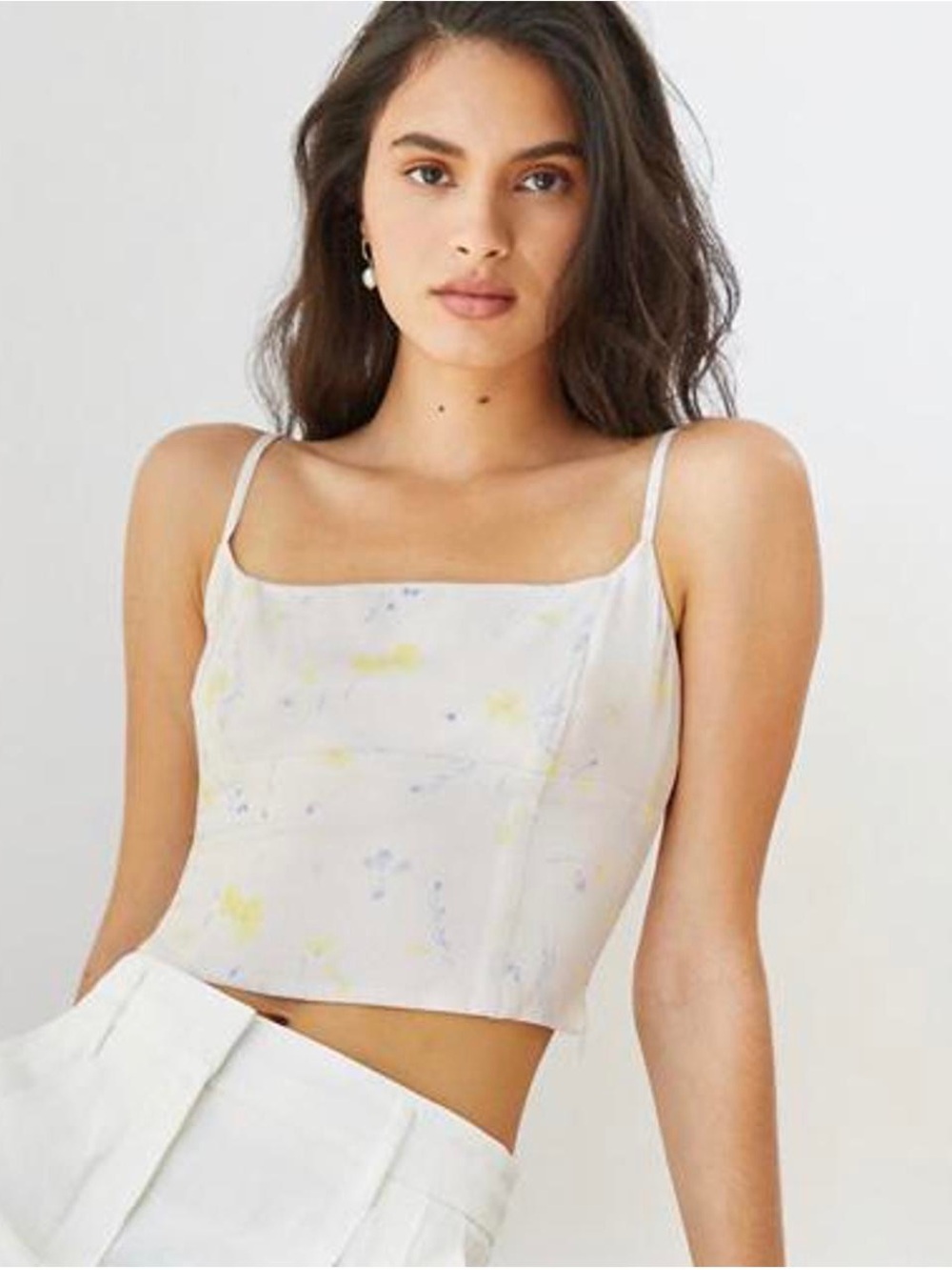 Aritzia Wilfred Basel Bustier Top in White Floral